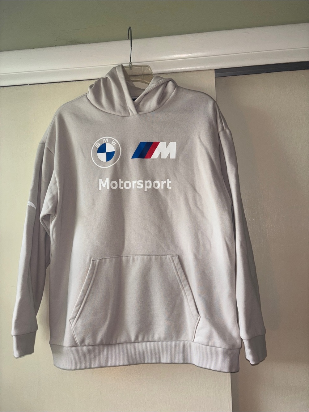 Puma BMW Motorsport Light Gray Crewneck Hoodie with Logo